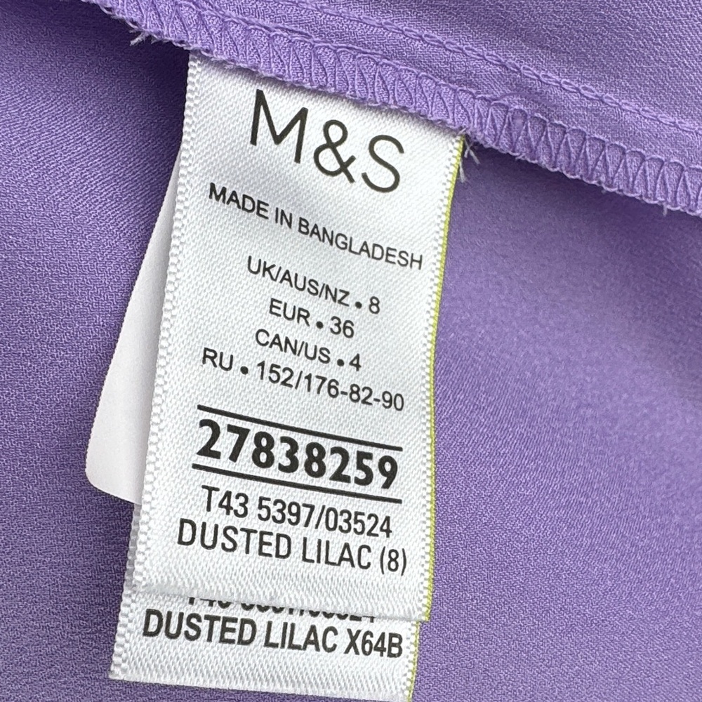 M&S Collections Lavender Satin Button Down Top - Picture 5 of 9